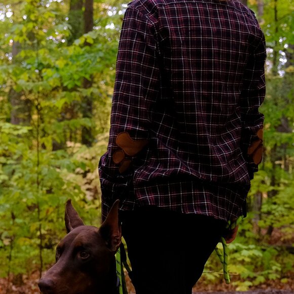 Flannel Shirt with Elbow Patch Pawprint - Picture 12 of 12